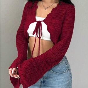 Elegant Red Knit cardigan
